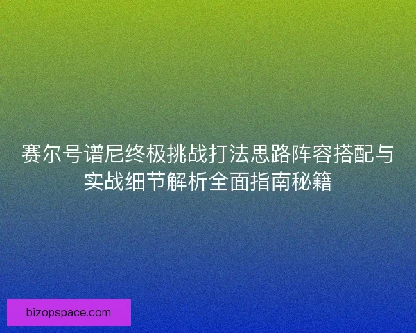 赛尔号谱尼终极挑战打法思路阵容搭配与实战细节解析全面指南秘籍