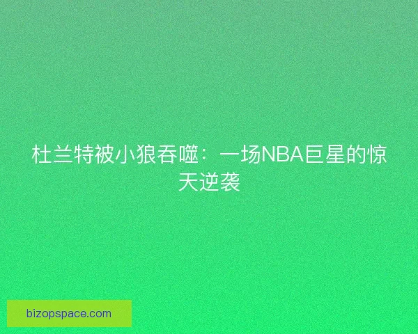 杜兰特被小狼吞噬：一场NBA巨星的惊天逆袭