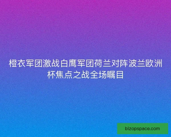 橙衣军团激战白鹰军团荷兰对阵波兰欧洲杯焦点之战全场瞩目